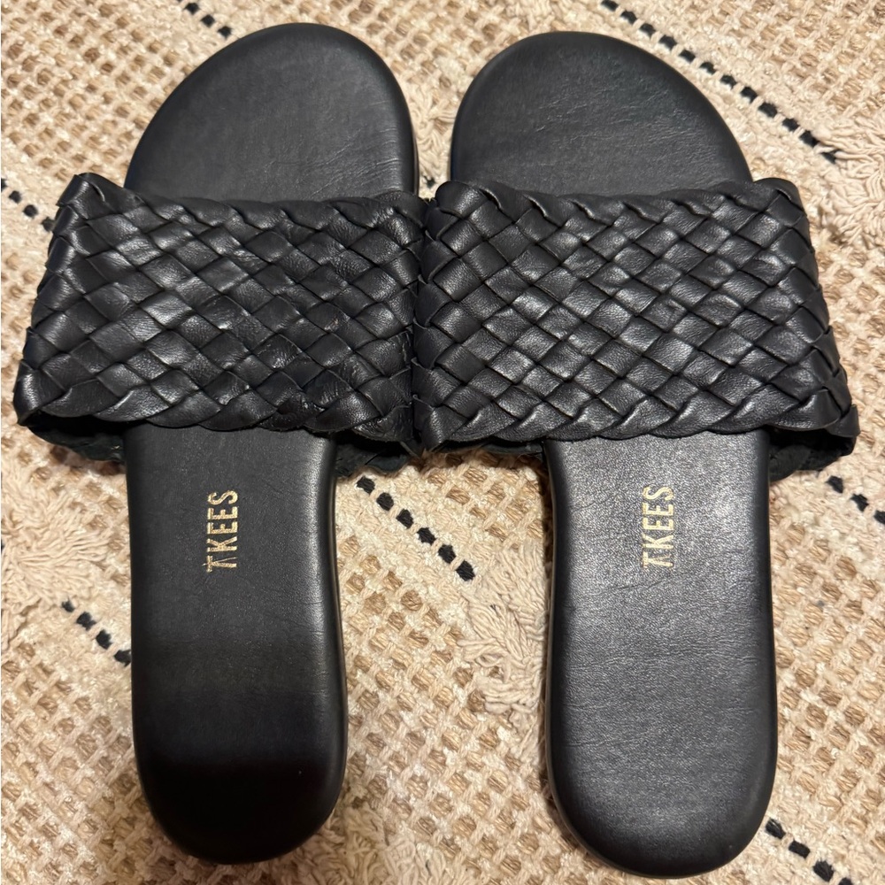 TKEES Black Woven Slide Sandals